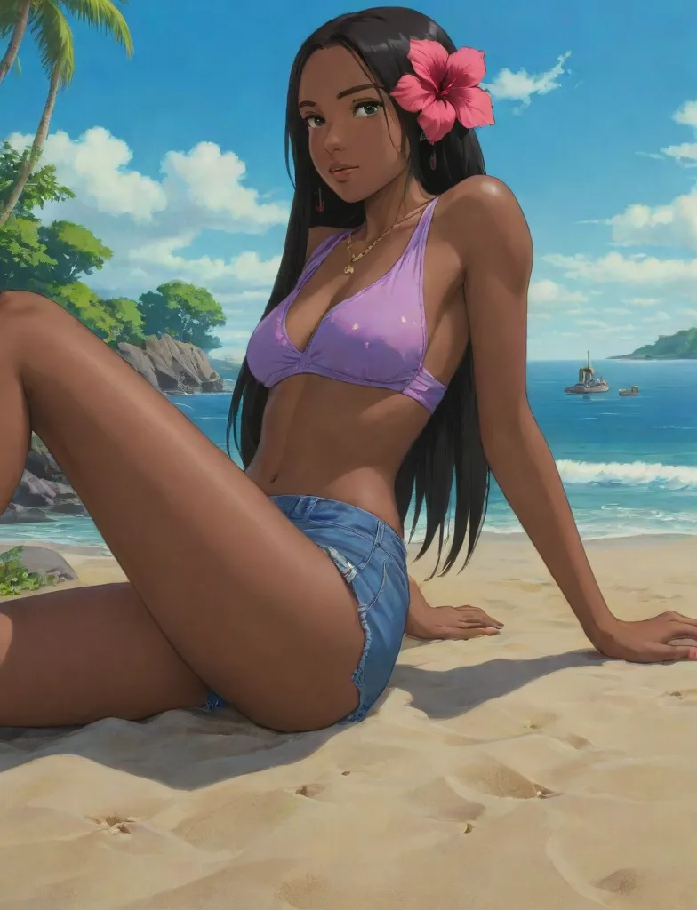 (masterpiece:1.2), (intricate details), <lora:DragonaJoestarV2:0.9>, Dragona_Joestar, 1girl, arm_tattoo, bikini, bangle, flower_hair_ornament, flowers, hair_ornament, jewelry, leg_tattoo, makeup, shoulder_tattoo, solo, tattoo, dark skin, beach, breasts, pov, still from official media anime, 4K masterpiece!!, 8k resolution!!!, trending on pixiv fanbox!, stunning detail!!!!!!!!!!!!, professional lighting, water, sitting, dragon tattoo
