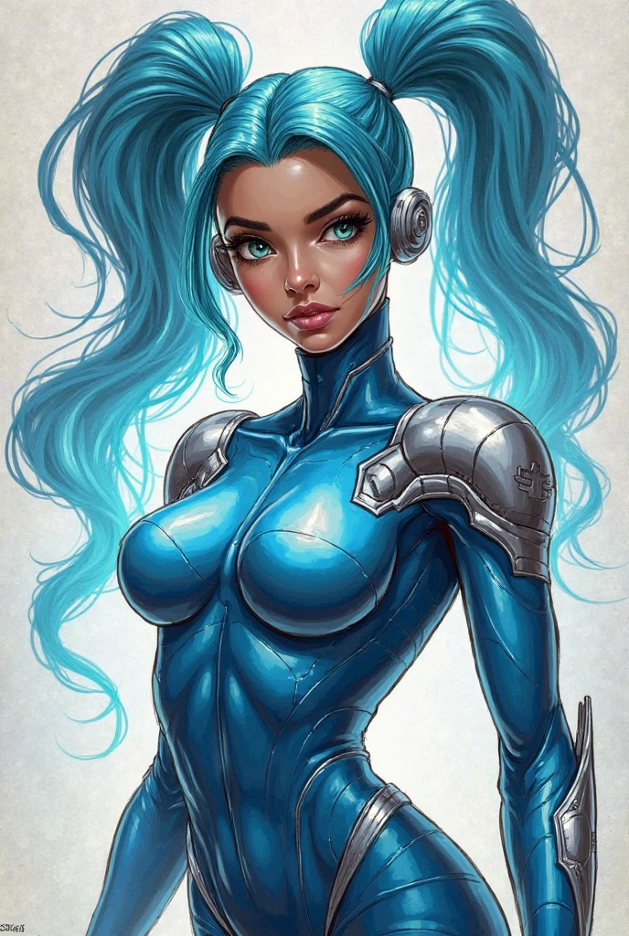 um close up de uma mulher com cabelo azul e tatuagens, artgerm julie bell beeple, garota ciborgue, ciborgue - garota, ciborgue azul, cute garota ciborgue, Greg Beeple, retrato ciborgue, ciborgue - garota with silver hair, mulher ciborgue, retrato detalhado de um ciborgue, artgerm e james jean, beautiful garota ciborgue pinup, cyberpunk judy alvarez