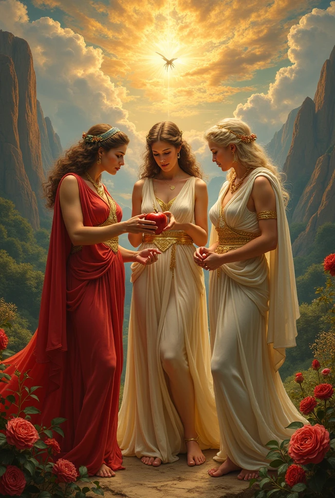 Three goddesses wanted the apple: hera, Athena and Aphrodite.