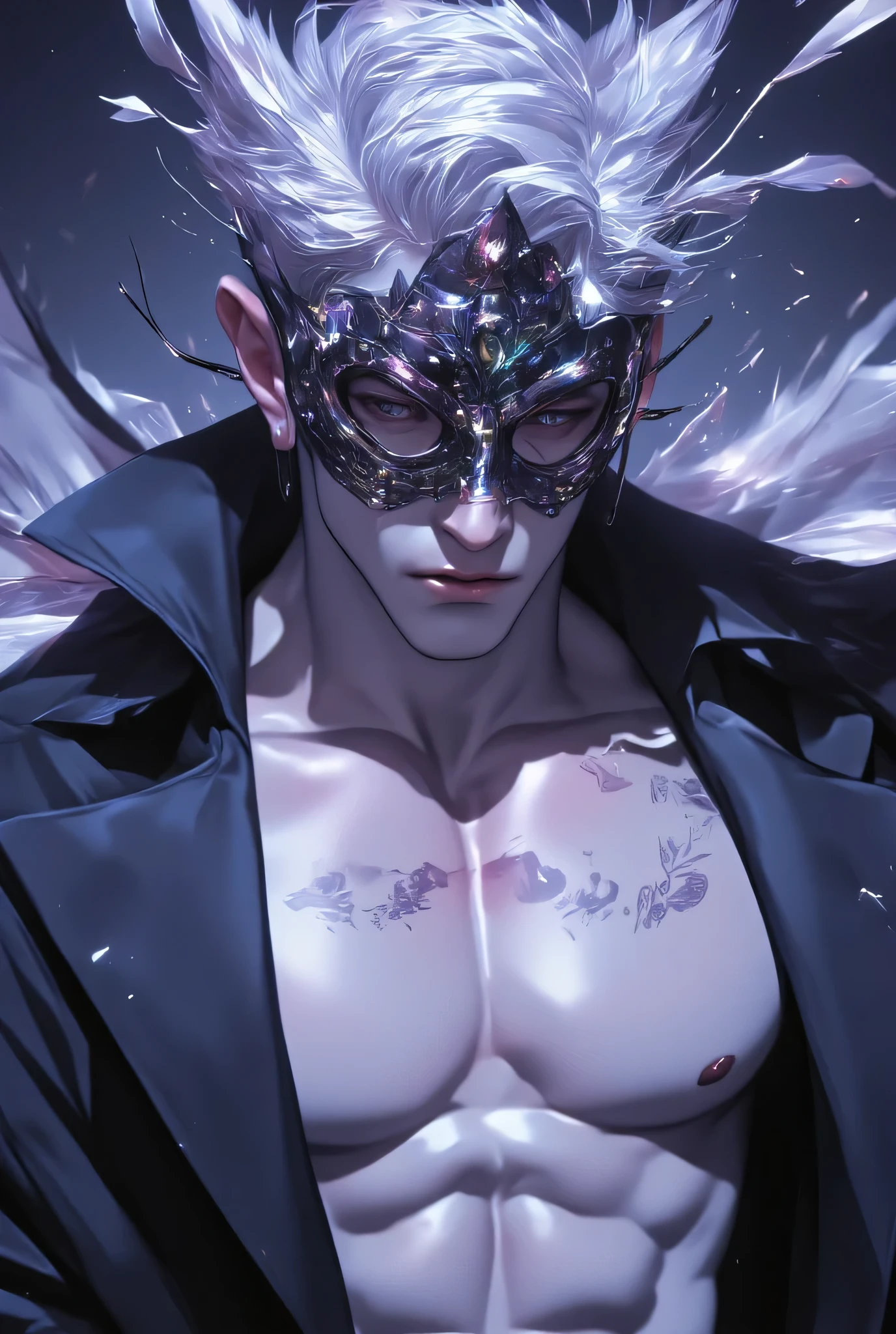 One with a weird figure、Close-up of man with weird face, Male demon with white horns, Loers, Portrait of a slender elf man, Full body close-up, 😱 Chaos Nightmare Resin, beautiful Male Drow Elves, Male Drow Elves, Carved, Symbiote, Vecna from Stranger Things, Wendigo, complex body