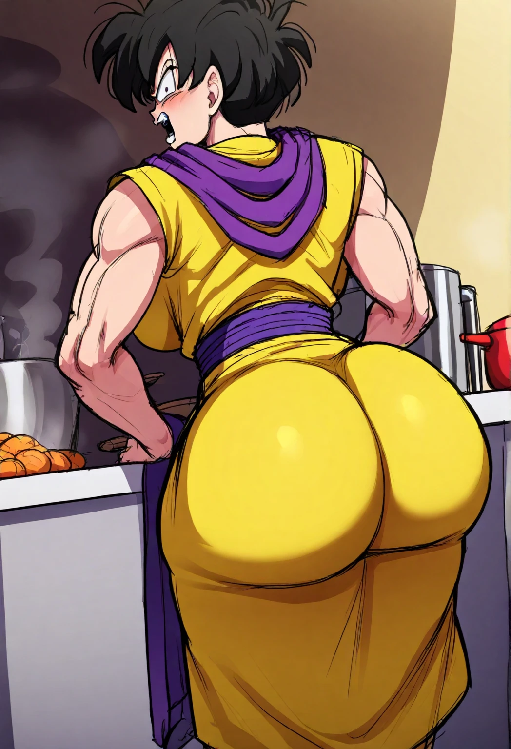 very huge muscle power house nun big pecs abs nude bulge eats food