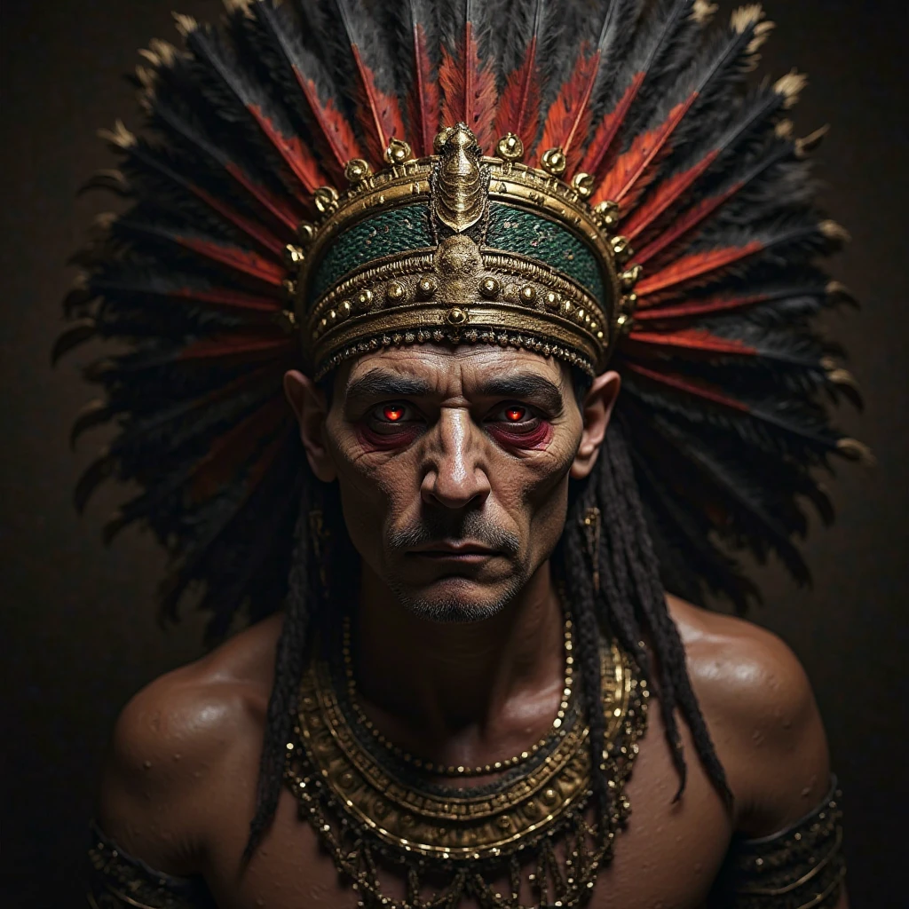a photo portrait of an aztec demon shaman zombie in the style of apocalypto