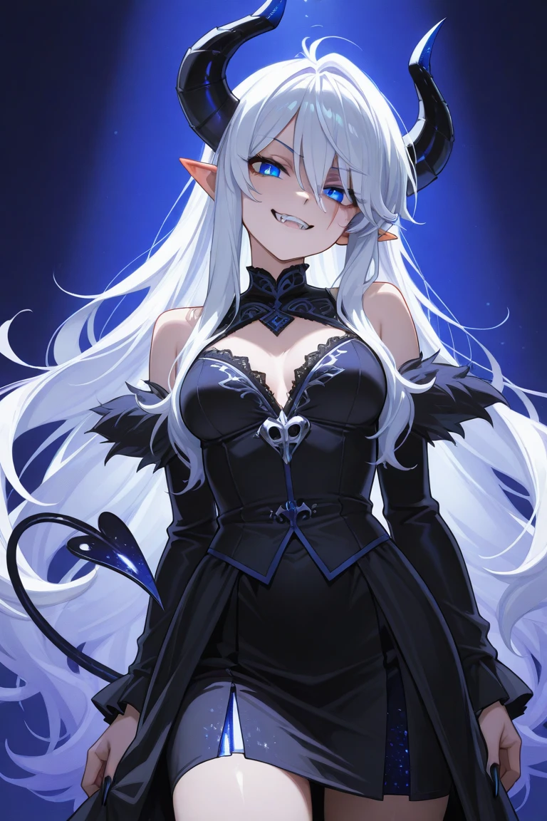 a girl monster, slave, chained, beautiful, detailed portrait, delicate facial features, piercing eyes, sharp fangs, pale skin, thick chains, dark background, cinematic lighting, dramatic shadows, moody atmosphere, dark fantasy, high contrast