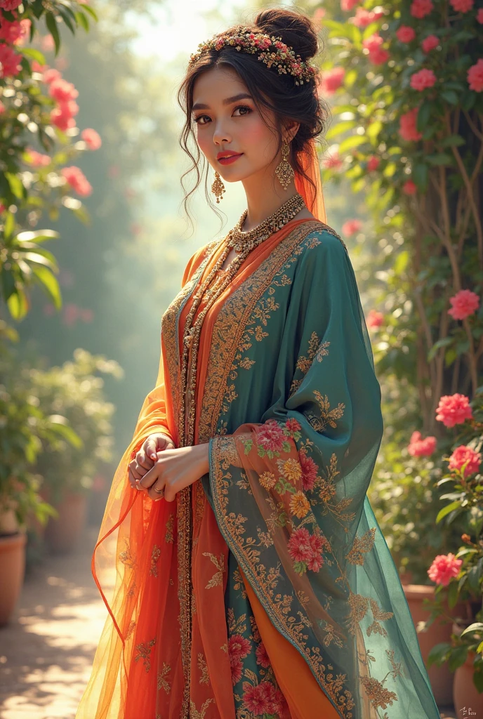 Beautiful woman in Boho Chic dress