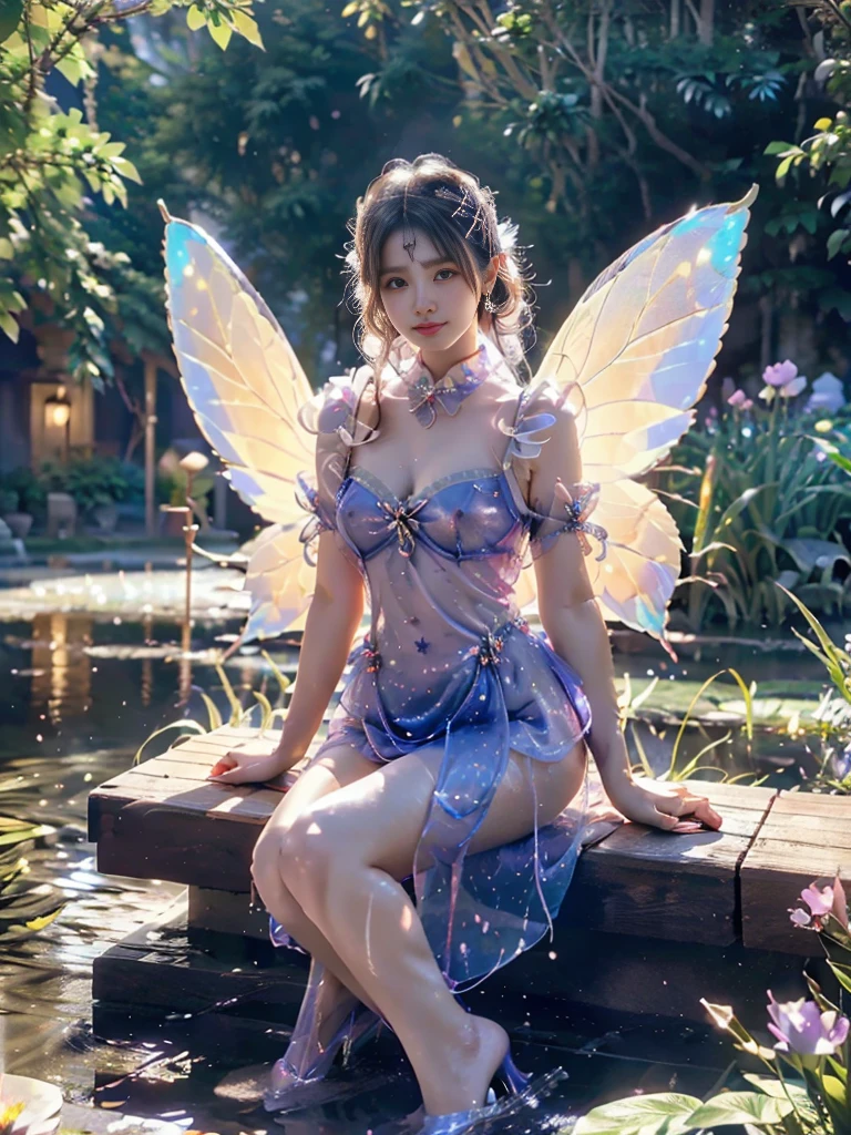 (A smile), Professional , masterpiece、top-quality、photos realistic , depth of fields (Gemstone White Metal Body:1.9),(Matte White Pink、Jewel Gold Weapon、(Gorgeous castle background)、(ultimate beauty girl)、(butterflys々Feathers grow)、(Rainbow fairy wings grow)、Particles of light、(Metal body of iridescent gemstones:1.9),Gorgeous Jewel Metal Weapons ,(maikurobikini)、 Detailed Sword of the Brave ,( Pink hair) ,warhammer 40k , adepta sororitas,Detail and ornate jewel crown、独奏、Brown hair、Mystical expression、cleavage of the breast、(Gangle's forest background)、Beautiful Caucasian beauty、1a person、dynamic ungle,(((Diamond tiara with detail and luxury)))、a small face、Powerful poses、(Gorgeous castle background)、huge filesize、20 year old beautiful woman、Stand in the center of the screen、Thin female fingers、Straight long hair、Beautiful Caucasian beauty、(maikurobikini)、Hair fluttering in the wind、Look at viewers、(Armpit)、Toostock、