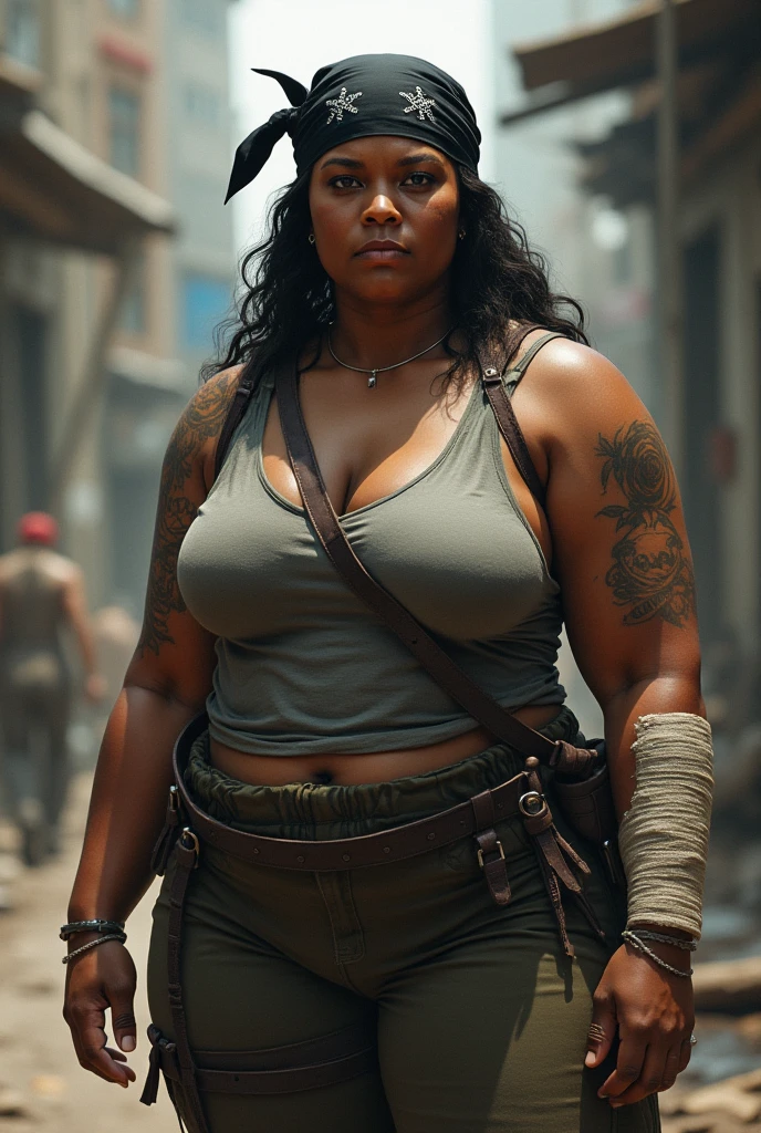 masterpiece,best quality,ultra high res, 8k
construction worker woman, (dirty skin:1.4), black woman, ebony, crude oil on skin, walking towards camera, holding a spanner, denim overalls, torn overalls, (hard hat:1.4), red t shirt, construction gloves, heavy gloves, utility belt, work tools, work boots, leather boots, arm tattoos, arms crossed,
skin pores, detailed skin, (legs apart), pussy, crotchless pants, crotchless, (pussy:1.5), wide hips, thick thighs, huge breasts, muscular, red bandana, cloth around neck,
contruction background, bulldozers, broken walls, building under construction, ,
<lora:oiled skin:0.7>, <lora:CrotchlessPants:1>, <lora:IllustrationCurvyStyle2.0:1>