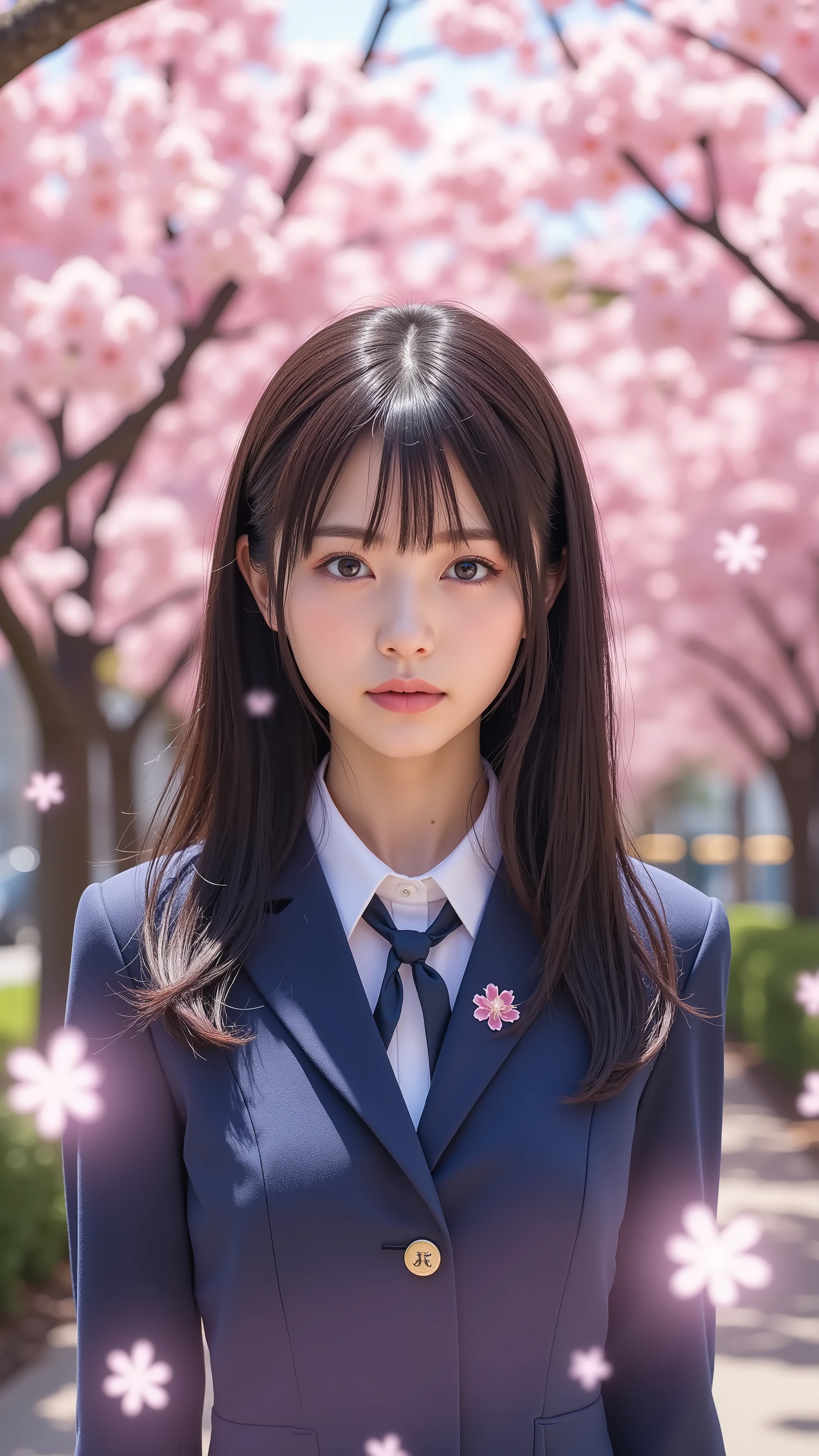 nsfw, Korean idol, Nogizaka Idol,Actress, gravure idol, Graduation Ceremony、 high school girl、uniform 、 navy blue blazer 、 cherry blossoms in full bloom、Cherry Blossom Confetti 、 Term ratio、 cute、(( 18 year old woman:1.ung cute Japanese face , Official Art,Highly Detailed CG Unity 8K Wallpaper on My Window in My Hotel Room in the Morning,( masterpiece:1.0),( top quality:1.0), 超Aの nothing,4K, Very Well Detailed, photo shoot, 8k, nothing, Kodak Portrait 400, Film Grain, lens flare glow, Portrait of him straddling a dolphin's back, ,8k、 Viewer shows