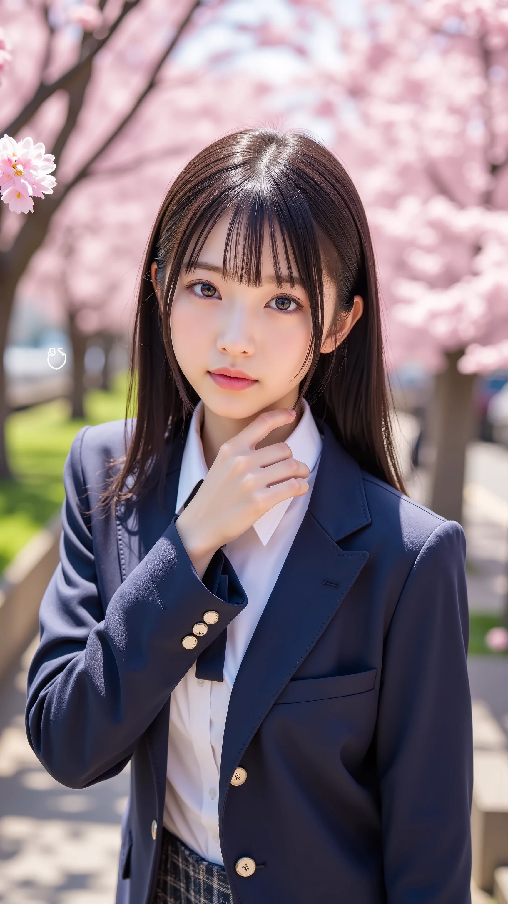 nsfw, Korean idol, Nogizaka Idol,Actress, gravure idol, Graduation Ceremony、 high school girl、uniform 、 navy blue blazer 、 cherry blossoms in full bloom、Cherry Blossom Confetti 、 Term ratio、 cute、(( 18 year old woman:1.ung cute Japanese face , Official Art,Highly Detailed CG Unity 8K Wallpaper on My Window in My Hotel Room in the Morning,( masterpiece:1.0),( top quality:1.0), 超Aの nothing,4K, Very Well Detailed, photo shoot, 8k, nothing, Kodak Portrait 400, Film Grain, lens flare glow, Portrait of him straddling a dolphin's back, ,8k、 Viewer shows