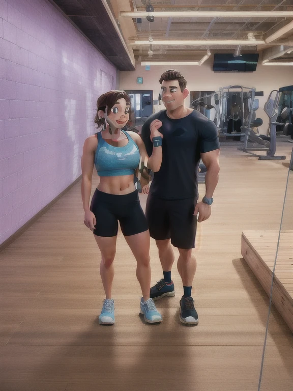 A couple posing for a photo in a Crossfit box.