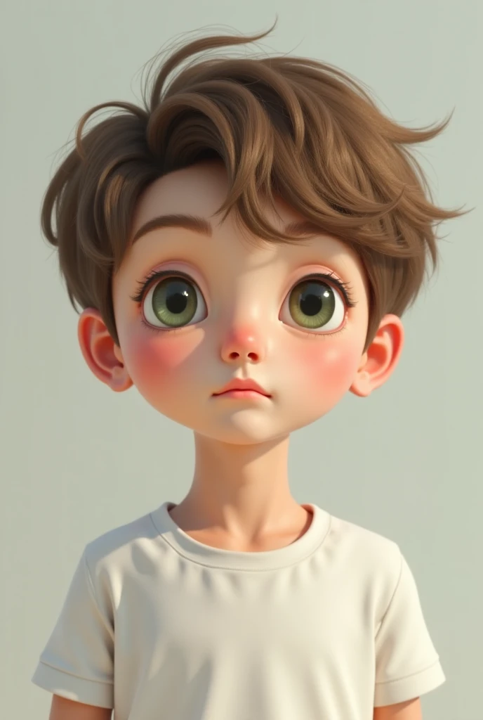 Boy with brown hair and brown eyes looking like a person