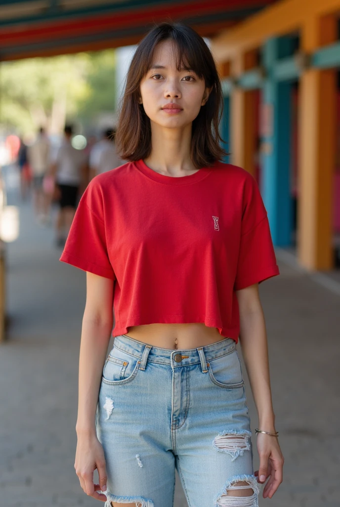 Minecraft character wearing red shirt