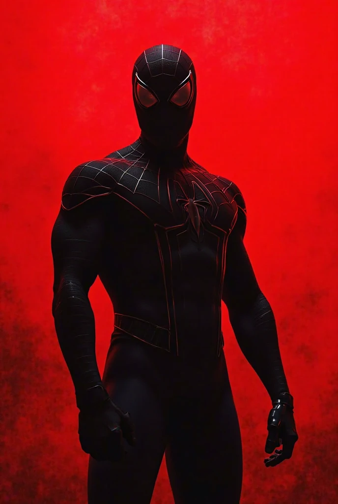 Spider Man in Black on Skyscraper Carved on Red Fone Retro comic style artwork, perfect composition,hyperrealistic,super detailed,high quality,sharp focus,studio photo,intricate details,highly detailed