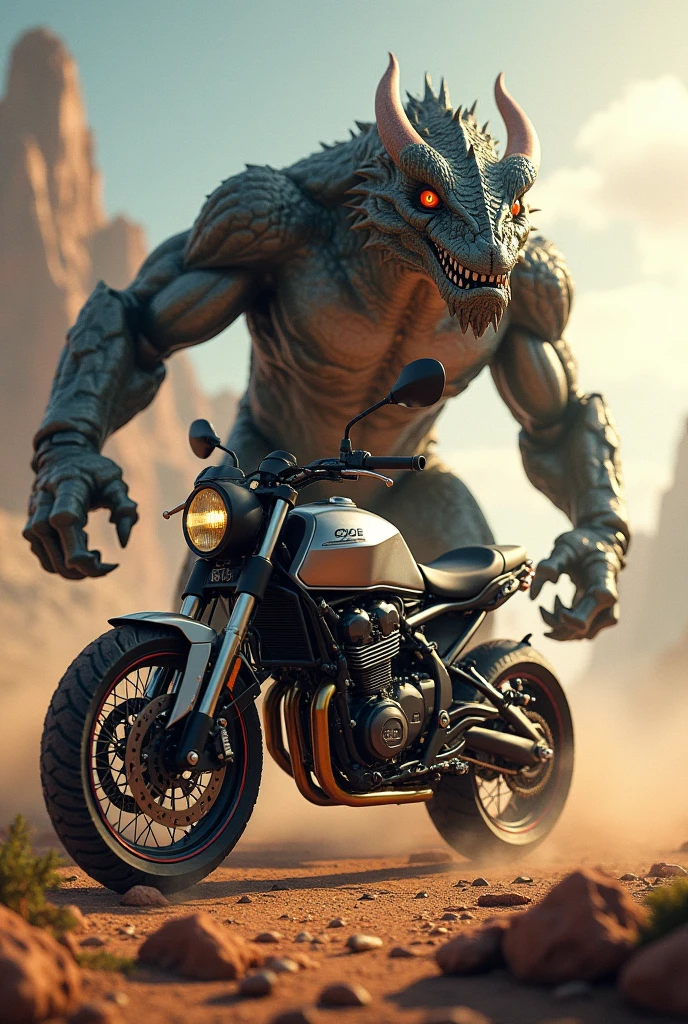 A monster on superbike on national highway crash with monster trucks