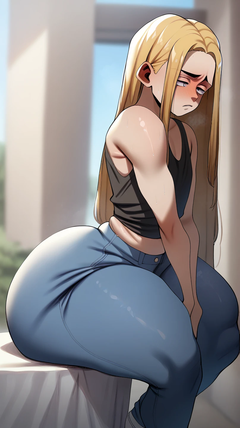 Femboy, nude body cock, small cock, fat ass, blonde hair, long hair, Miquella