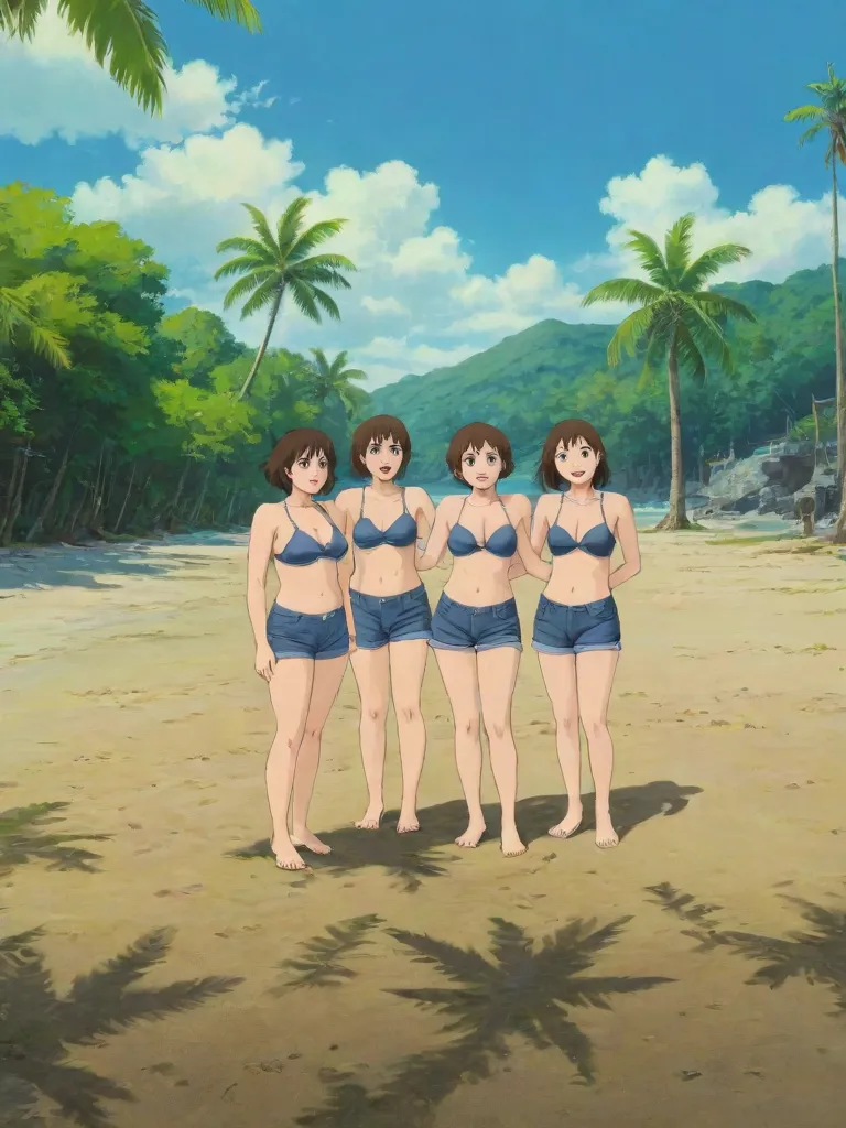 a girl crouches on a rock near the water in front of her navel flat chest, the back view of a lady in tight panties on her phone device and showing off her back, four pictures with different expressions in the same drawing style each shows one woman and two other girls, a few cartoon images of the same female character that i'm not sure what this is, a young girl touching her stomach and her breasts, a collection of sketches of several women, two pages show a woman in underwear next to another girl wearing a thongy panties