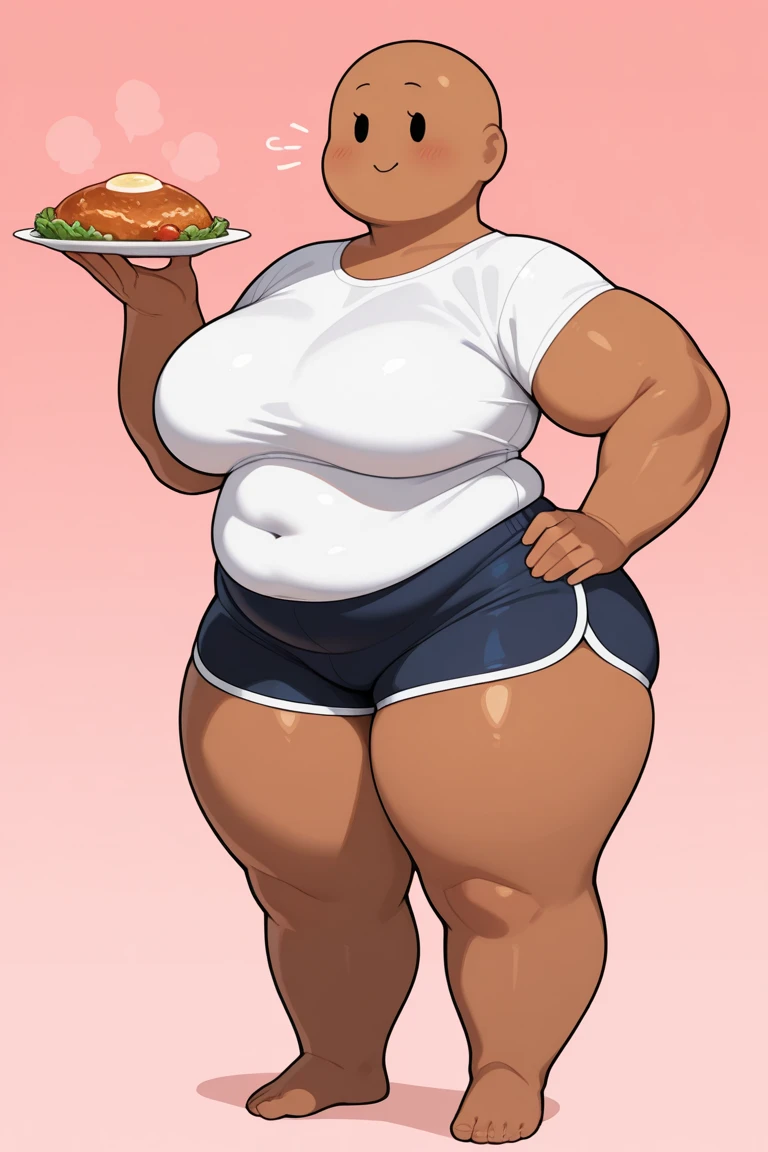 ((highres)), Masterpiece, high quality, best quality, beautiful, perfect lighting, detailed face, ultra cute face, ((3girls)), one girl has blonde hair, blue eyes, crop top and shorts skindentation, one girl has brown hair, green eyes, jeans, white shirt, tight clothes, one girl has, Short black hair, brown eyes, crop top and shorts full body, fast food restaurant, medium breasts, ((wide hips)), (thick thighs), ((chubby)), pudgy belly, fat folds, standing,