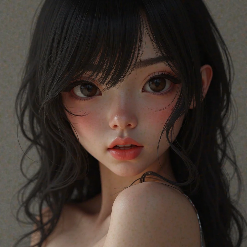 one girls:1.5、Cute baby face、14age、parfect anatomy、Red Eye Shadow、red lipsticks、slightly pink cheeks、de pele branca、Black Dress、Eight-headed body、small tits、Unique hairstyle、a choker、top-quality、ultra-detailliert、High quality detailing、portlate、masuter piece:1.5、the background is blurred、