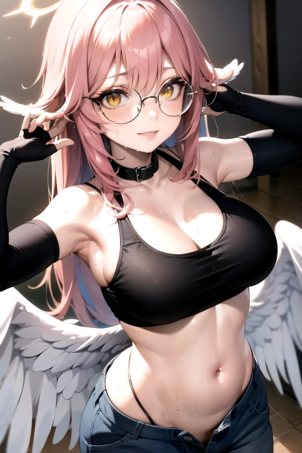 ((extend)))、(((goddes)))、(((Goddess)))、(((A slight smil)))、(((half eyes)))、aureole、reaching out her hand、Goddess of Victory、sacred place、background with light、sacredness、Deities々Right、Deities、optic、Beautiful fece、noble、((veils)))、(((plumage)))、Heavenly daughter、heaven、celestial realm、(((Standing in the light)))、Particles of light、angelicales、Staring at this、 masutepiece, Best Quality, ultra-detailliert, finely detail,, White Dress, Full body, (((Short bob hair))),inaccessible, 、(((Goddess))),(the golden ratio:1.2),(full body Esbian:1.2),(ultra-detailliert:1.3)、Standing in the air、masutepiece、Best Quality,High resolution、(negative space:0.8),(Drawing board:1.3 )、1girl in(((1girl in)))、Red glasses(((Red glasses)))、adult lady、、Looking at Viewer、、house wife、25-years old、pale skin、Curve、Looking at Viewer,,Sharp Focus, (Beautiful gorgeous cute western woman:1.3), (Beautiful cute western woman:1.3), Western beauty, Delicate Beautiful Hair and Eyes and Face, realisitic, ultra-detailliert, a beauty girl, Trimmed bangs、Detailed platinum pink hair、glowing pink eyes、masterpiece、Large breasts, (epicd), (Elegant), ((Detailed)), ((Best Quality)), ((masutepiece, side lights, finely detailed beautiful eye: 1.2)), extremely_Detailed_Wallpaper, hight resolution, Beautiful detailed glow, masutepiece*Portrait, 3D Face, Lustrous skin all over the body, Realistic, Perfect face, long elf ears, Pink eyes, young adult, adult lady、Beautie、Beautiful face、Beautiful fece、Beautiful、A sexy、, Realistic, Ultra-detailed, Short bob hair, Thin platinum pink hair, Shining Pink Platinum Eye、product, Delicate and beautiful eyes and face,cut, hair between eye, side locks, Pink hair, Delicate beautiful face, beautiful detailed deep eyes, Closed_Mouth, Fingernails, Midriff, Pink eyes, pale skin, , Choker,(masutepiece: 1.3), (max resolution: 1.2), (Ultra HDTV: 1.2), cinematric light, 8K resolution, Detailed eyes and skin, detailed facial features, ,, (Focus on Face:1.2),Perfect Style, Beautiful face, acurate
