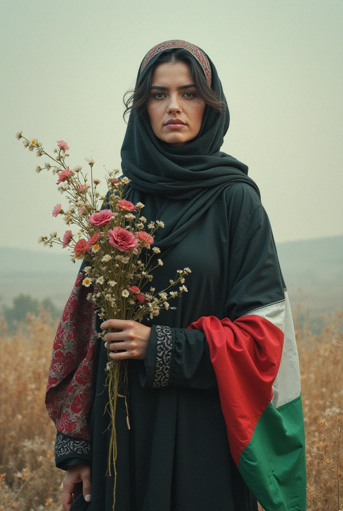 palestina girl super hero thigh clotes with hijab using ak47