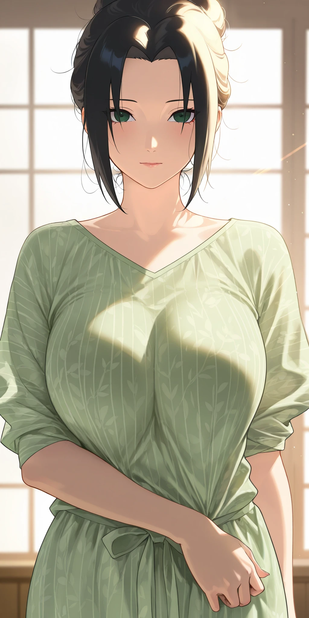Cute , mature women, chubby cheek,realistic skin, pajama ,realistic breast, saggy breast, nipple out,muted colours, cold lighting, pale white skin, mature women,black hair, long hair, (hair over one eye:1.4), Messy hair,straight hair,hair between eyes ,sleepy eyes ,beautiful,pucker lips,charm,pubic hair pussy,dense pubic hair, cute shy blush on