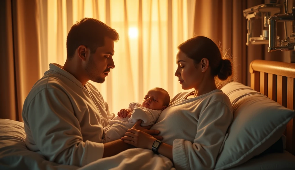 Create an exhausted mother and father with their baby crying a lot