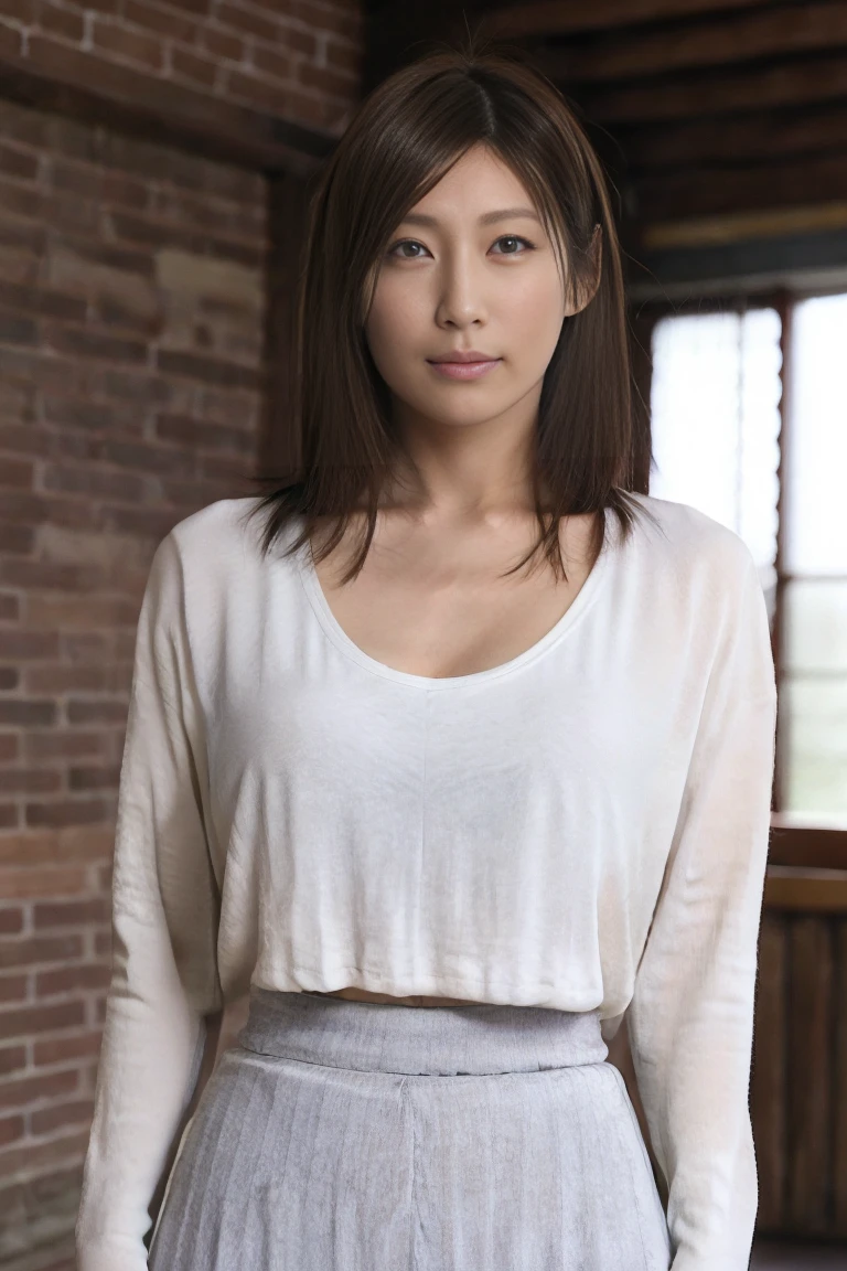 (((One girl,alone))),(Highly realistic photos, High resolution, Detailed face, Beautiful Eyes) Japanese women, 30 years old, Cute Face, Nice body, Medium chest, ,Hairstyle,  Take a photo book,Healthy Body,Thighs、turn over、Depth of written boundary,panties、Narrow eyes