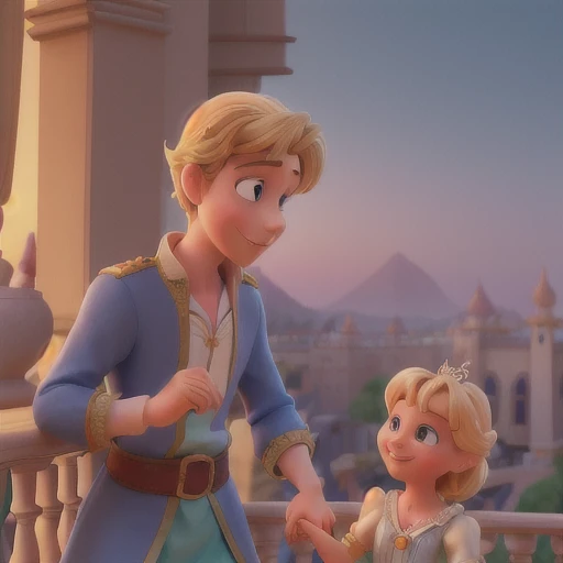 Casal dos desenhos animados, com o homem magro de terno azul escuro, pele parda, olhos puxados, cabelo cacheado curto e usando aparelho e a Mulher vestida de noiva com os ombros cobertos, sem decote, with medium hair, castanho e leves ondas de babyliss, they both wear a Tau of the shalom community with the white cord, the place they are is a church with many stained glass windows and the image of Our Lady of Fatima behind looking out for them. Caractere estilizado, animation style rendering, 3D estilizado, Arnold Maya render, 3 d render stylized, toon render keyshot, Personagem 3D, Personagem 3D, 3d rendering stylized, 3 d character render, personagem de desenho animado, Personagem de close up, Pose de personagem, (Estilo Pixar) (master part:1.2) (Bokeh) (best quality) (pele detalhada) (textura detalhada) (8k) (argila) (Cinematic lighting) (foco nítido