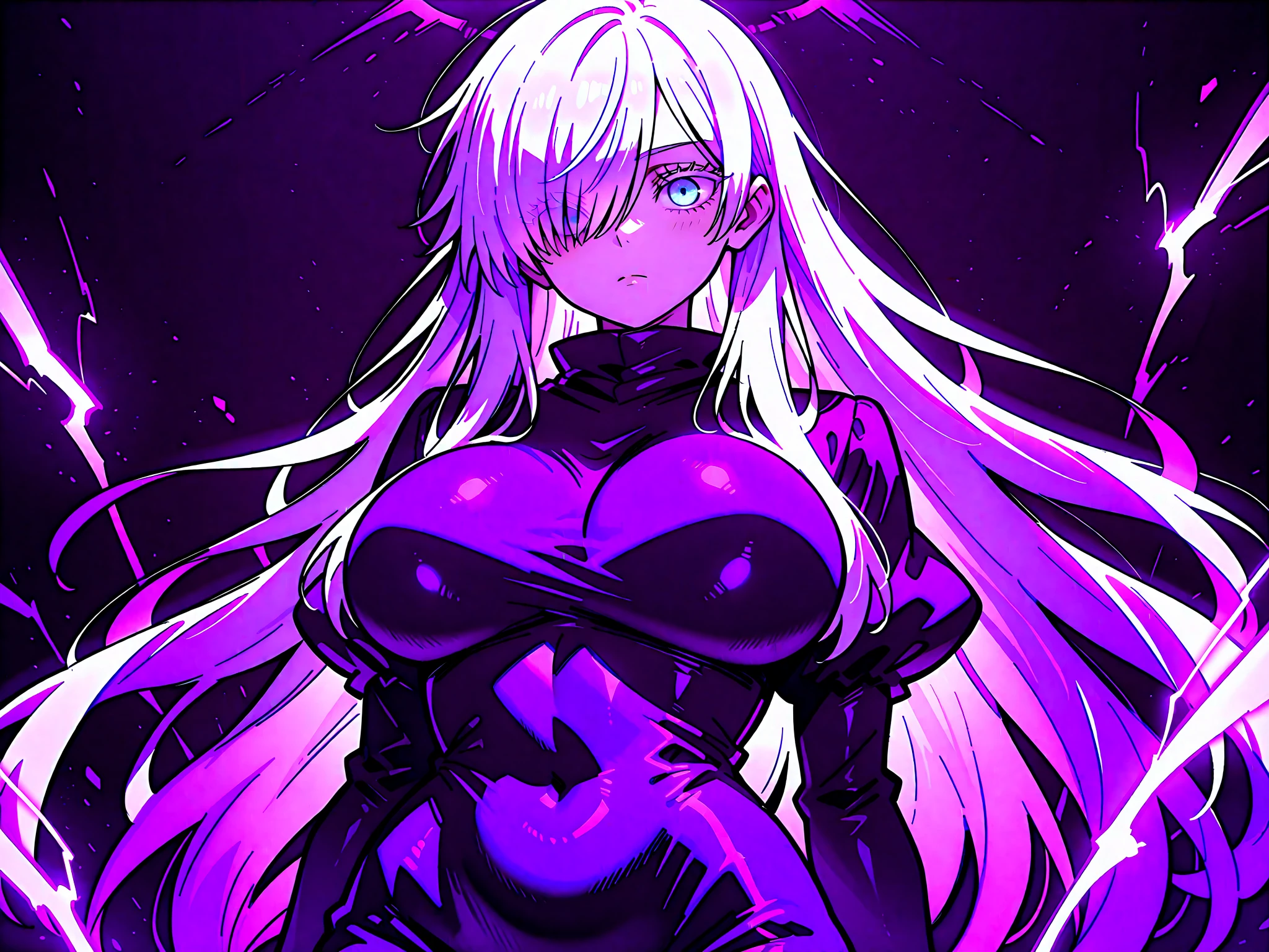 A seductive black female monster, blushing and gritting her teeth on a path in the darkness of night.