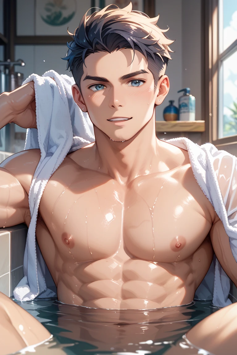 ((best quality)), ((Masterpiece)), (details), perfect face,high definition,Masterpiece,4k,detailsชัดเจน,,,หน้าhandsome,white skin,perfect body,male body,strong muscles,wavy abdominal muscles,Abs,blue eyes,white skin,ผู้ชายhandsomeที่สุดในโลก,handsome,,The coolest face,Male characters,challenge,Show off your body,Strong breasts,beautiful eyes,Look clearly..,