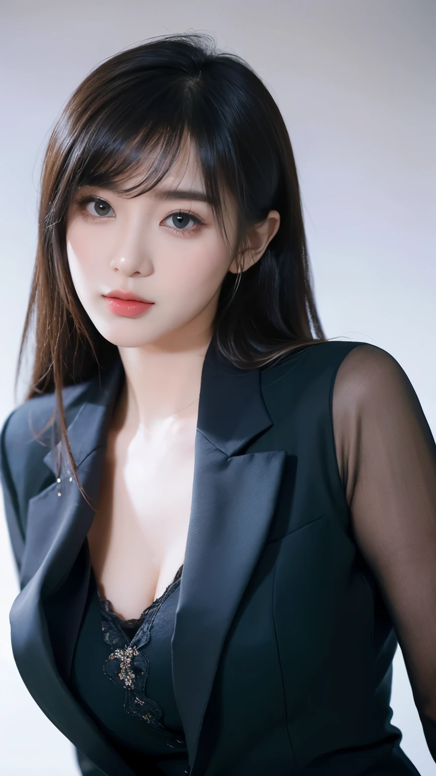 8k, Ultra-high resolution, highest quality, masterpiece, Surreal, photograph, 1 girl, (:1.3), pretty girl, Cute Face, Beautiful eyes in every detail, 細かくdetailedに,masterpiece,, One Girl:1.2, Japan Female Announcer, Close-up of a woman in a black dress and stockings、黒絹のbeauty,mini skirt,Roll up your skirt,Looking at the audience、beauty,Long neck、Laugh a little、Please close your mouth and laugh、(((Ideal body type))),A cup small breasts :2,、Portraiture:2、Perfect Anatomy、鮮明なdetailed、detailed、Surreal、Light and shadow,Strong light,Fashion magazine cover,Thin lips