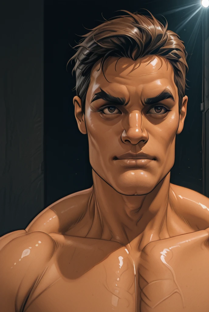 Zane Blackstone finishes his workout routine, sweat glistening on his chiseled physique. He grabs a towel and wipes his face, his piercing gaze surveying the training room.