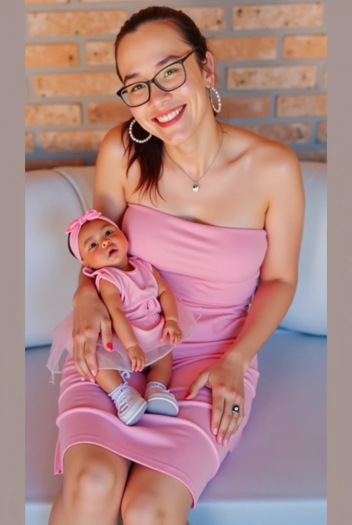A seductive MILF pushes baby in a stroller, in einem Park, Dynamisches Licht, fotorealistisch