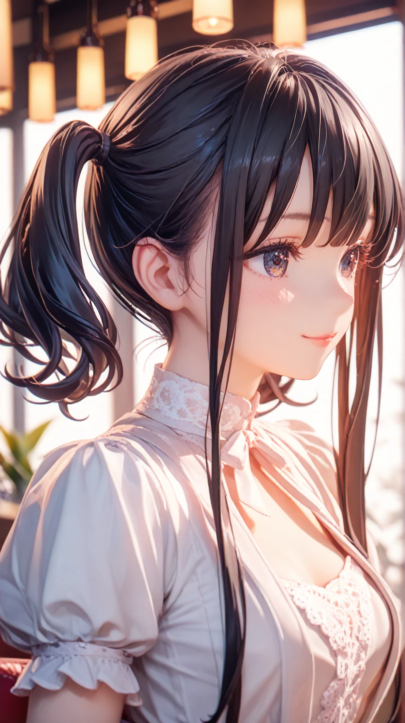 (from below:1.2),(from side:0.9), ((Face)), (Close-Up:0.4), (A masterpiece of image quality in 8K),(Beautiful Allafed Woman),(((emphasizing breasts:1.3))),(Dynamic angles),(Dynamic and sexy bending pose:1.3),(sit a chair:1.3),(Short hair in shiny silver and orange inner colors,large full breasts,Disturbance of clothing due to movement,breast slip,(Ponytail twisted buns adorned with elaborate braids and beads,Braided Setup Fishbone Hair:1.2),(see-through bangs),medium breasts,(((A brown lace apron that shows your bare skin from under your small breasts.......)))、Blush with embarrassment、Enraptured eyes、 open mouth,A smile that beguiles the viewer、(Look back:1.7)、Look into the photographer,skin glistening with sweat,gazing at viewer,,(Professional Lighting),(masutepiece,top-quality,Ultra-high resolution output image,),(Ultra HD with complex detail image modes),depth of fields,Beautiful hands,Beautiful fingers,Detailed finger features,(Detailed hair features:1.7),detailed facial features,detailed clothes features,

