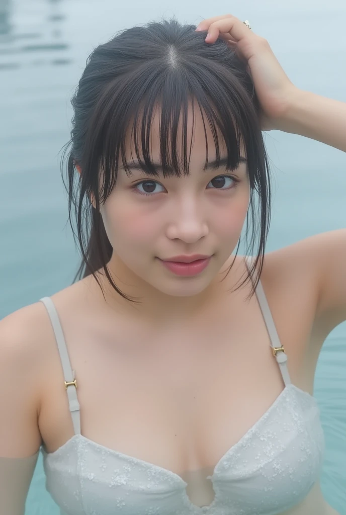 (Summer beach、Seaside、standing by the beach:1.5、Resort、blue sky、Beautiful sea)、(whiteＴshirt:1.4、bikini:1.3、Sandals)、the wind is strong、(Realistic、Like a photograph、Live Action、8K, Realistic, RAW Photos, Best image quality: 1.4), Single-lens reflex camera、RAW Photos, Highest quality, Realistic, Highly detailed CG Unity 8K wallpaper, Written boundary depth, Cinematic Light, Lens flare, Ray Tracing, Realistic background、((ultra high density skin))、 A teenage girl traveling in Okinawa,Cute Japanese women、((whole body:1.5)，avert your eyes:1.1、(Straight Long Hair:1.2、My hair flutters in the wind:1.1)、I like that style、stylish、Very detailed、Pay attention to the details、Perfect outfit、(Sunburned skin)、Beautiful feet:1.1，View from below、Accurate hands、Accurate legs、Detailed hands and fingers、Anatomically correct body、Do not mix arms and legs、Super detailed face