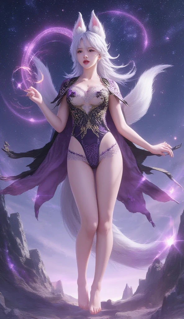 A strikingly elegant am0ur4nth race queen, showcasing regal beauty amidst celestial decadence: shimmering silver skin adorned with intricate patterns of ethereal light, flowing amethyst-hued hair cascading like a waterfall. This captivating portrait captures her commanding presence in a mystical painting, every brushstroke embodying grace and power. The image radiates an otherworldly charm, drawing viewers into a realm of enchantment and majesty. ((full body, ))