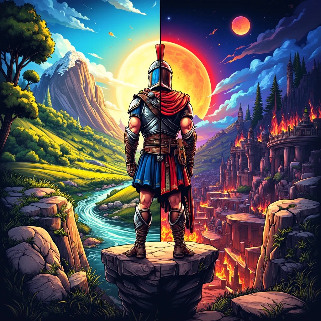 wide shot of spartan warrior praying to statue, pixel-art, flat colors <lora:pixelbuildings128-v1:.9>, dithered <lora:Bloodstained-XL-V1:.3>