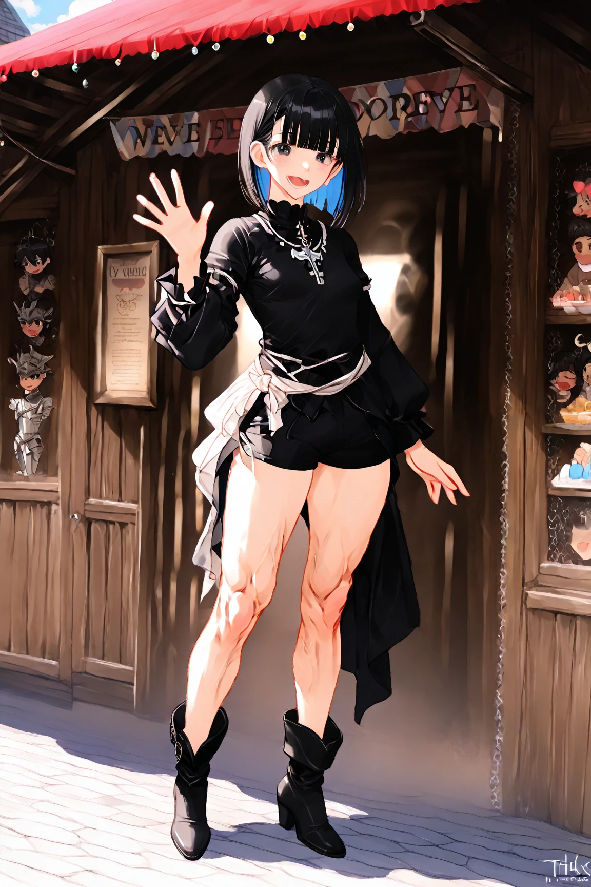 masterpiece, best quality, ultra detailed, doll joints, realistic, porcelain, doll, <lora:Briar:1>, briar, solo, 1girl, gradient hair, pink sclera, white hair, short hair, multicolored hair, grey skin, colored sclera, silver eyes, pointy ears, hair between eyes, full body, thick legs, sharp teeth, barefoot,