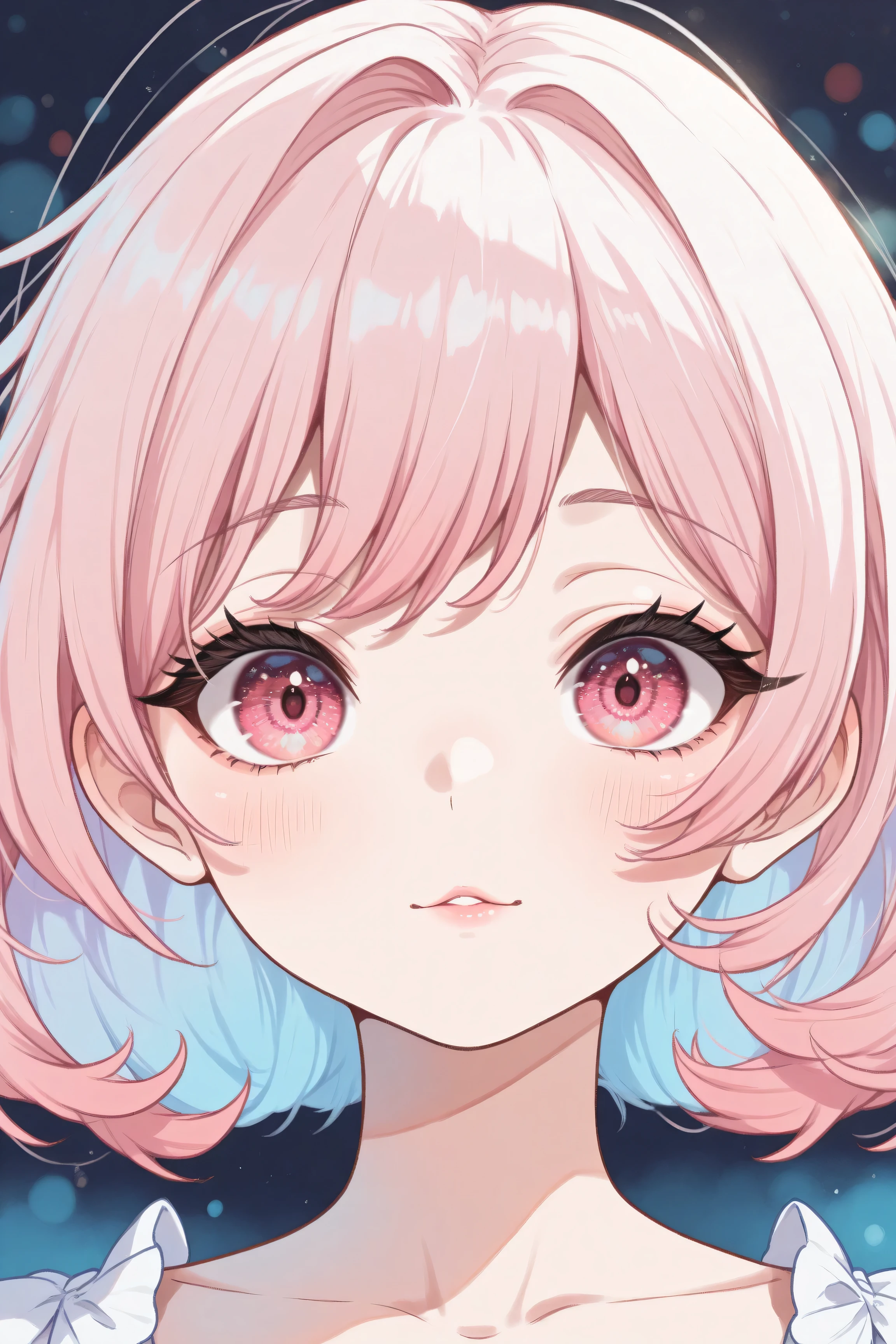 A young japanese woman, beautiful detailed eyes, beautiful detailed lips, extremely detailed eyes and face, long eyelashes, woman wearing a flowery dress, pastel painting oil stick painting, thick coating, texture, inspired by Moebius, trippy, (((watercolor illustration))), portrait, big eyes, ulzzang, pink eyes, (best quality,4k,8k,highres,masterpiece:1.2),ultra-detailed,vivid colors,bokeh