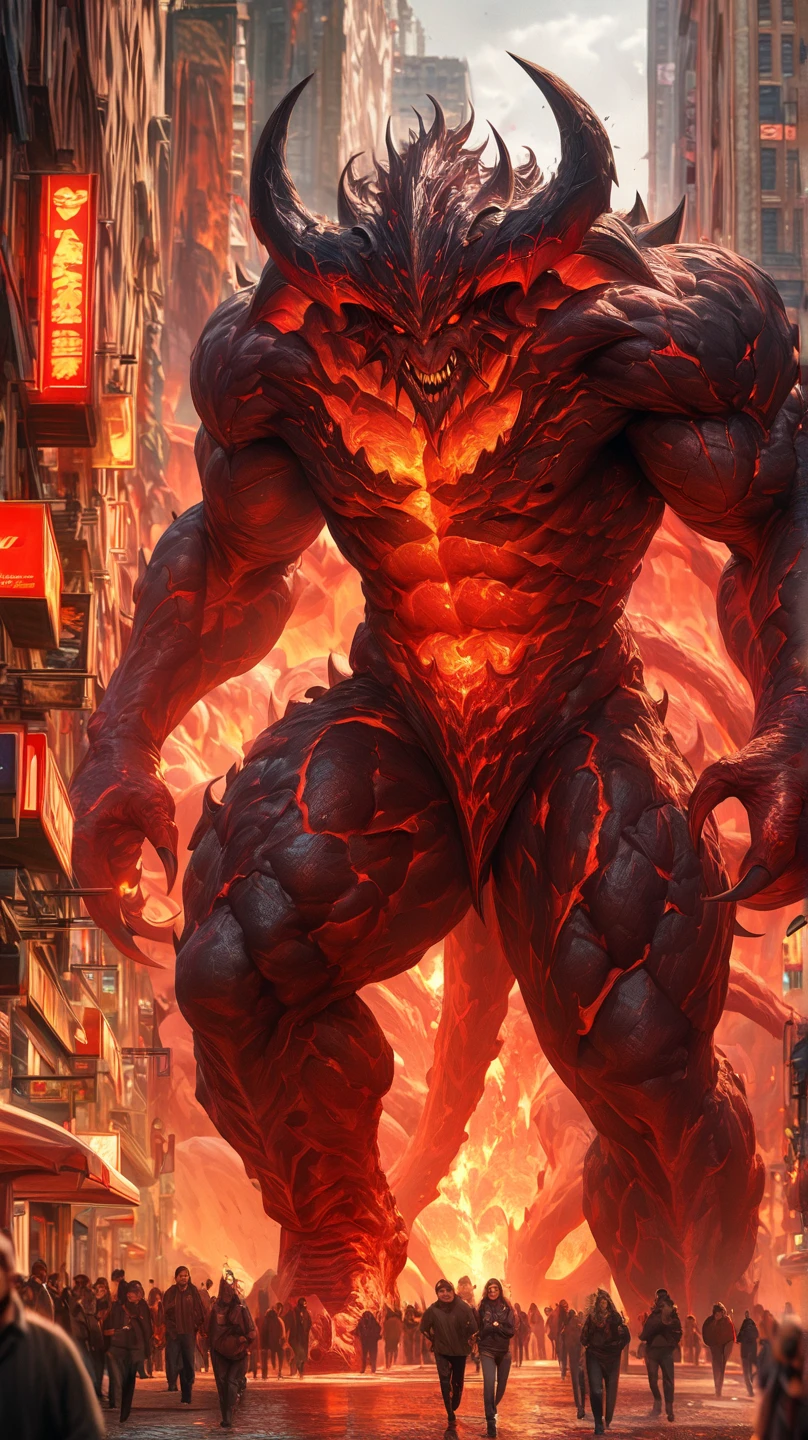((Anime)) creature fire and poison type Pokémon, detailed anatomy, sharp fangs, glowing eyes, intricate scales, molten lava texture, toxic ooze dripping, powerful muscular body, dynamic pose, cinematic lighting, vibrant colors, digital painting, artstation quality