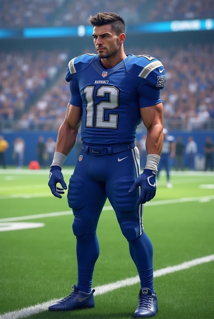 A human being Male, football player, 1, shirt number 8, no beard, brown eyes