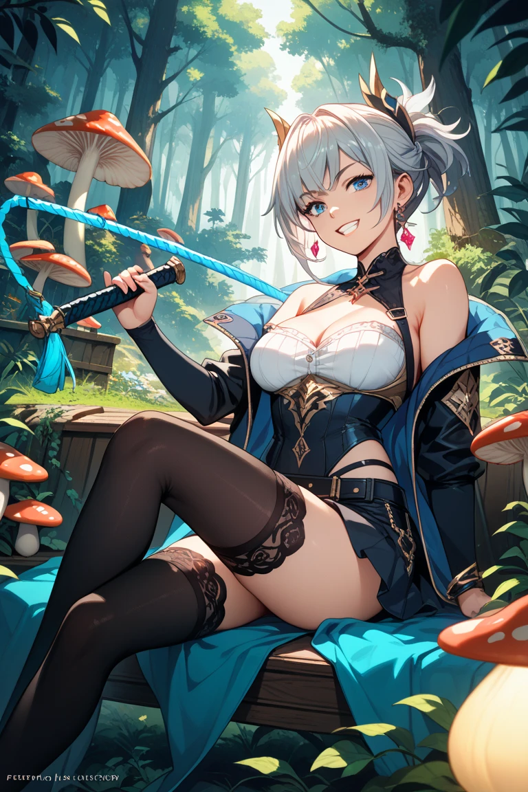 ((1 mulher em armadura medieval)),(( bichano)),((em uma floresta)),((olhar sujo, cara envergonhada)),((com muito cabelo bubiano)),((cabelo amarelo com sexo, olhos cinzentos)),((de frente para o espectador, pernas abertas mostrando buceta, com uma espada nas costas)),