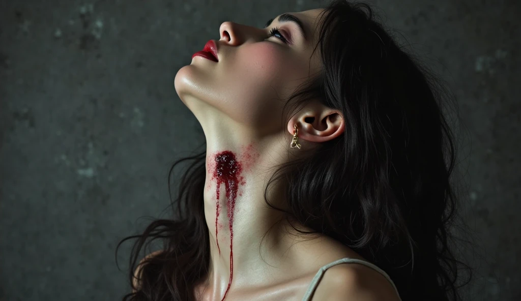 Woman with broken neckline