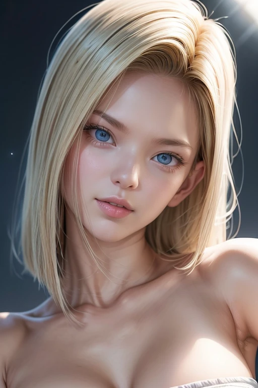 a close up of a naked woman laying on a bed, beautiful blonde girl, realistic digital painting, extremely detailed artgerm, hyperrealistic schoolgirl, artgerm portrait, very realistic digital art, realistic artstyle, ultra realistic digital painting, artgerm. high detail, photorealistic digital painting, ultra realistic picture, photorealistic artstyle, realism artstyle