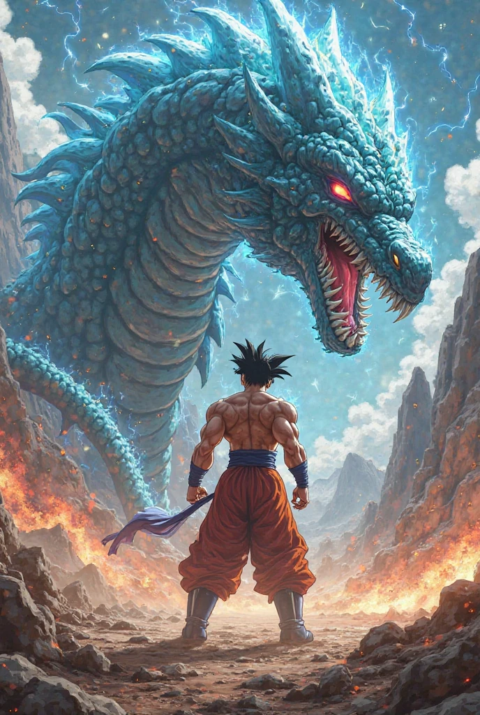 Goku with ultra-realistic Shenlong in phase 3 with the dragon balls around
