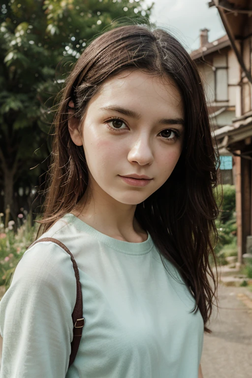 (best quality,4k,8k,highres,masterpiece:1.2),ultra-detailed,(realistic,photorealistic,photo-realistic:1.37),portrait,detailed eyes and face,vivid colors,beautifully dressed Thailand school uniform,innocent expression,traditional background,meticulously hand-painted,oil painting style,soft lighting,subtle shadows,subdued color palette,loose brushstrokes,delicate details,graceful pose,lush greenery and vibrant flowers in the garden,gentle sunlight illuminating her face,school bag slung over her shoulder,hopeful and dreamy atmosphere,impressionistic style,authentic textures,thin layers of paint,capturing the girl's youthful spirit and curiosity,subtle play of light and shadow,dynamic composition,skillful use of color theory,inviting viewers to immerse themselves in the serene ambiance.