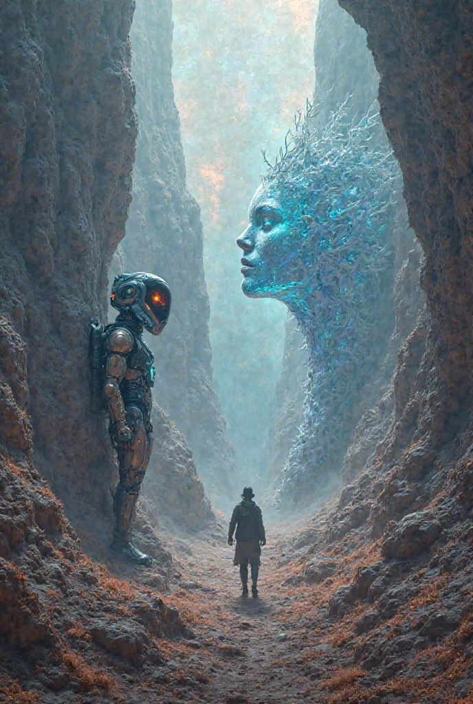 Generate an image featuring a sci-fi crossover scene. On one side, present an alien landscape with vast, intricate ancient alien architectures - a homage to the expansive universe of a popular intergalactic video game set in the 22nd century. On the other side, the scene contrasts with the claustrophobic and horror-filled atmosphere of a ruined spaceship drifting in the vastness of space, reminiscent of a famous survival horror video game. The center displays a clash between the action-packed combat technology and weaponry from one universe and monstrous alien life forms from the other. No specific characters are featured.