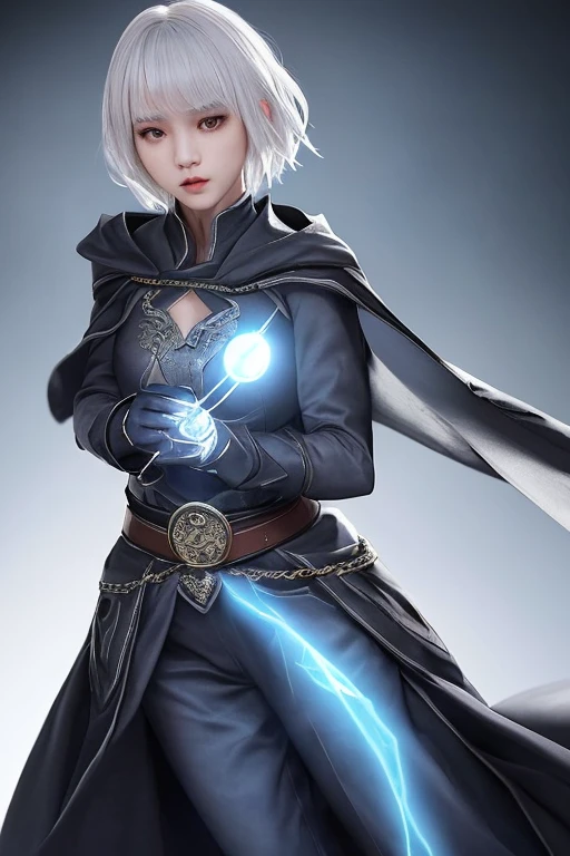 fantasy setting, sharp focus, high quality photo of beautiful nordic mature woman,magician , wearing black clothes with silver tracery, white single braid hair, confident look, rising ((magic staff with shining sphere atop)), glowing runes flying around, jewelry, detailed eyes, low body-fat, cinematic lighting, highly detailed, (matching eyes:1.2), fully body photo, epic pose, night sky background, art by charlie bowater, (Extremely Detailed Oil Painting:1.2), glow effects, godrays, Hand drawn, render, 8k, octane render, cinema 4d, blender, dark, atmospheric 4k ultra detailed, cinematic sensual, Sharp focus, humorous illustration, big depth of field, Masterpiece, colors, 3d octane render, 4k, concept art, trending on artstation, hyperrealistic, Vivid colors, extremely detailed CG unity 8k wallpaper, trending on ArtStation, trending on CGSociety, Intricate, High Detail, dramatic, (ahegao:1.5), thigh gap