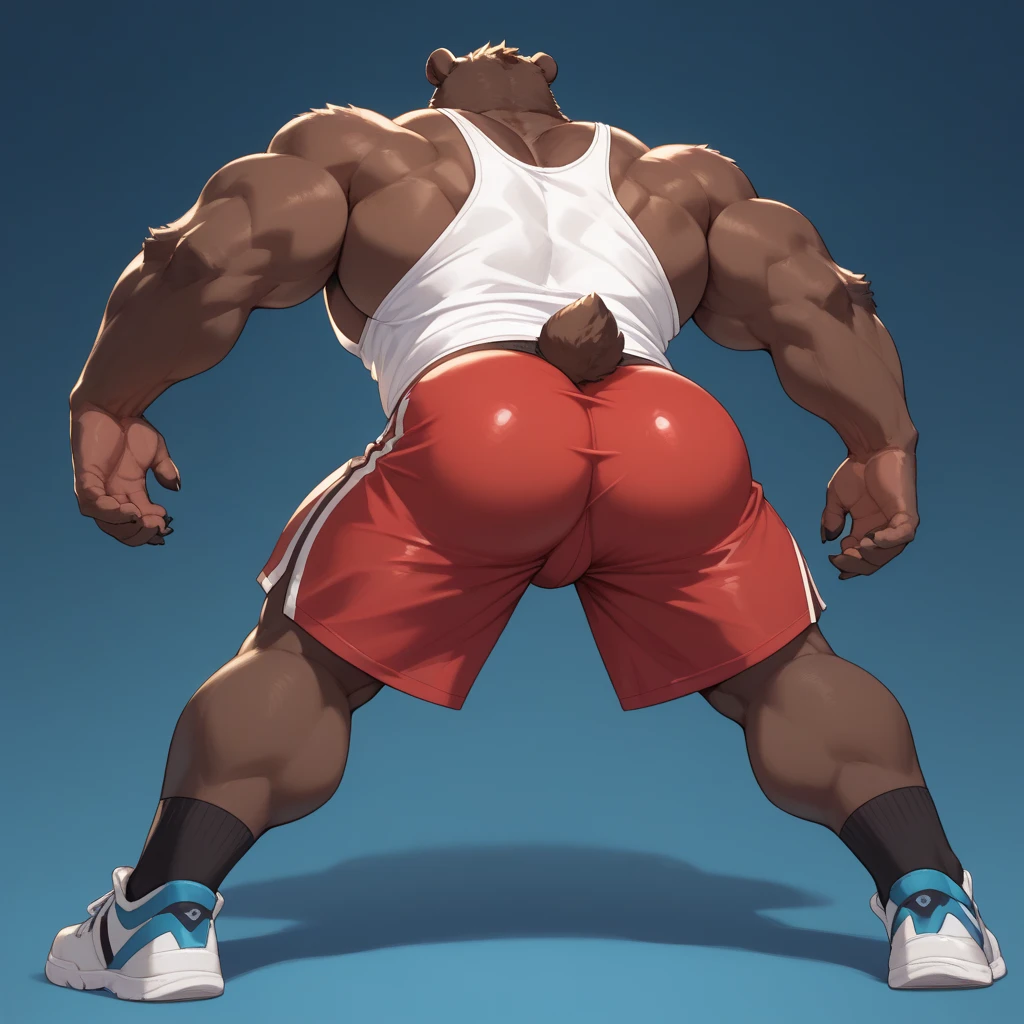 Overly muscular Horse, masculine face, perverted expression, prominent veins, huge ass, huge chest (huge: 2.5), muscular thighs, thin waist, full body, bare back, naked and with big dick exposed, nicebulge, bodybuilder, holding his huge penis, hot pose facing the camera, white background.