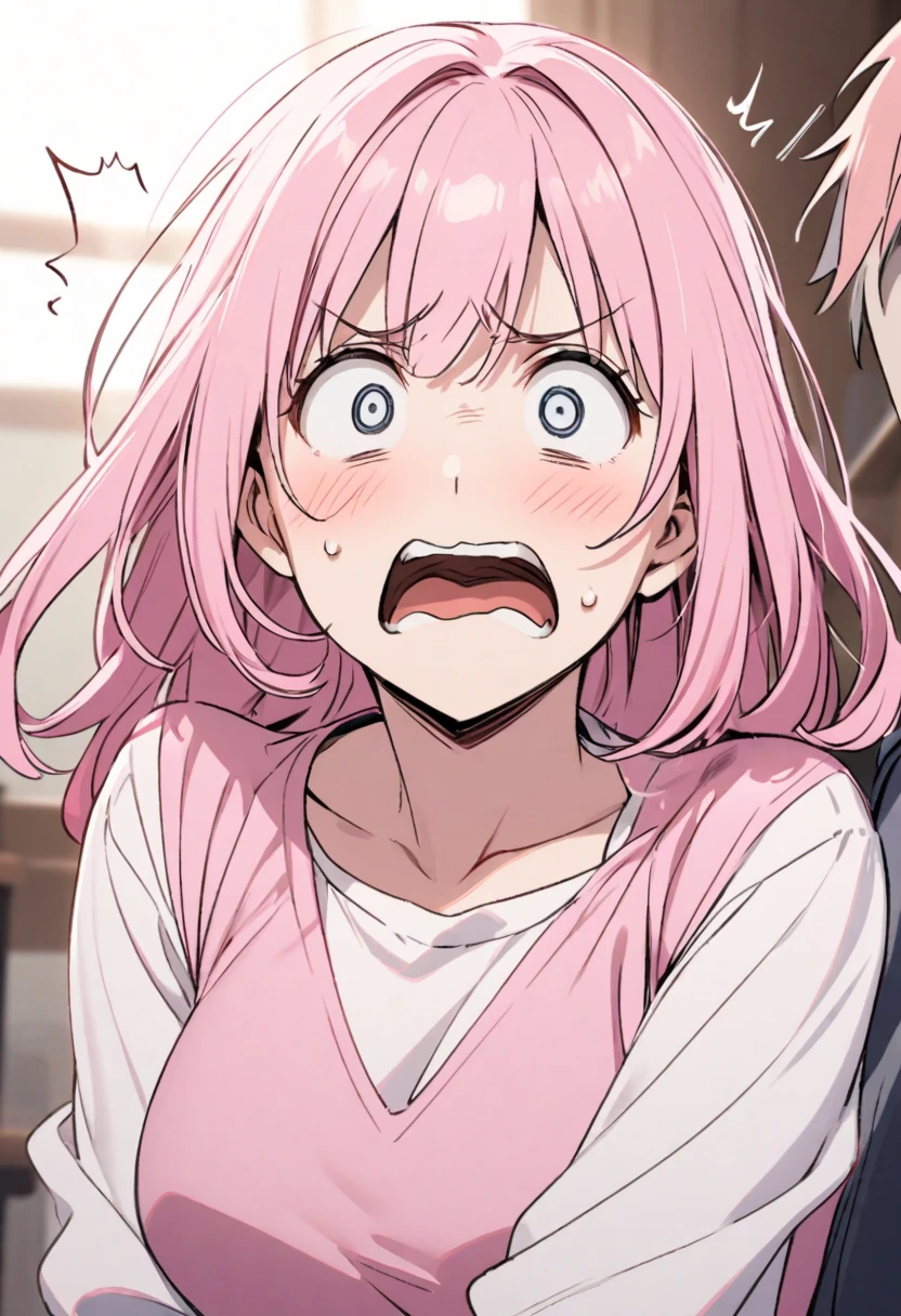 Pink Hair Woman, Shocked face