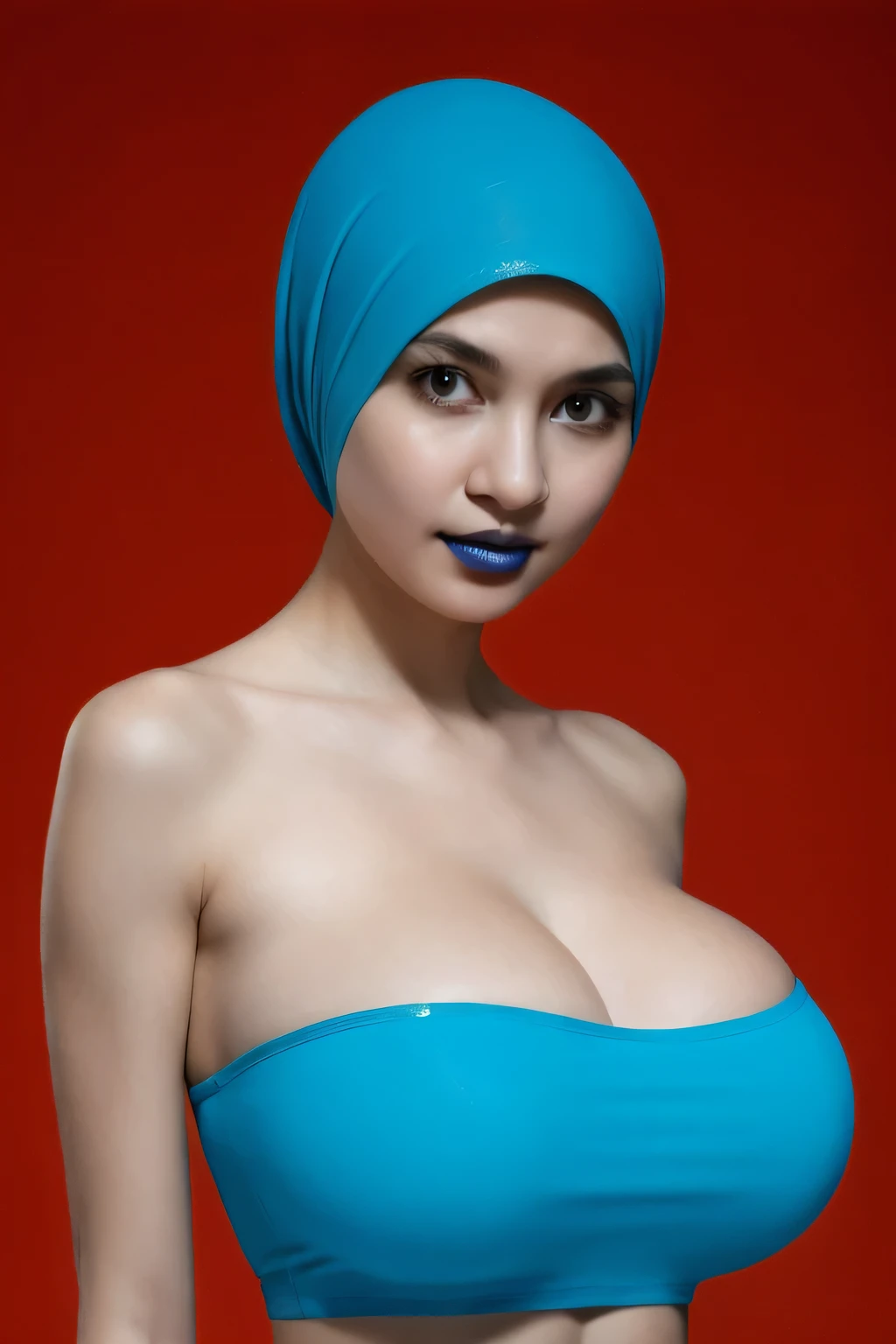(((Naked Strapless))), (((Old lady:1.6))), (((HIJABS Stylish))), adorable, 1 girl, (face to face), , baby face, happy, medium portrait, (face details: 1), (eye details:1), ((naked big breasts)). wearing transparent transparency, .. Cute posed. proportional body. Ultra High Res. realistic: 1.4, UHD , lace
